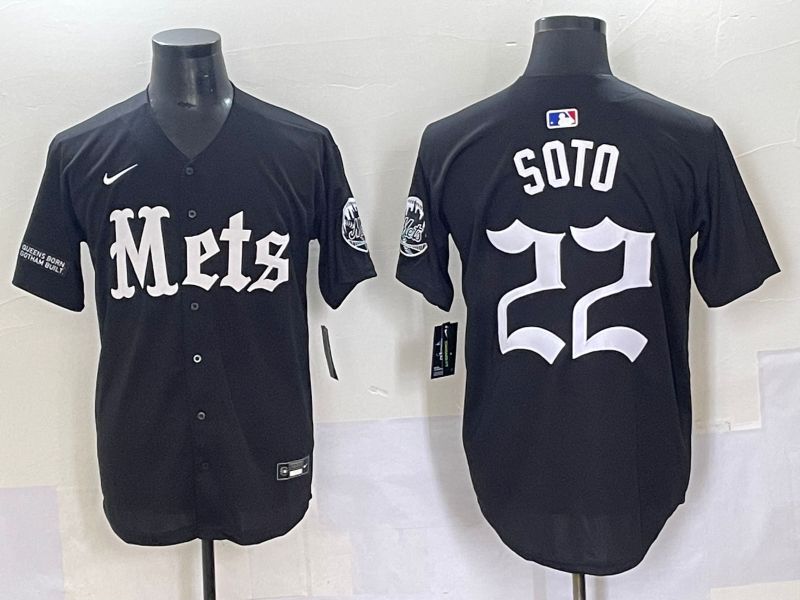 Men 2025 New York Mets #22 Soto Black Five generations Joint Name Nike MLB Jersey style 13